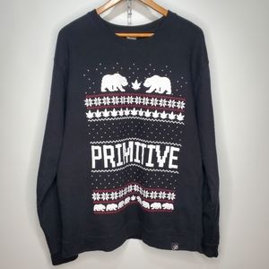 Primitive Jolly Bear Christmas Crewneck Sweatshirt Size Large
